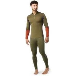 Smartwool Men's Intraknit Thermal Merino Base Layer Colorblock 1/4 Zip -Burton shop fw23 smartwool mensintraknitthermalmerinobaselayercolorblockquarterzip wintermossshale 2